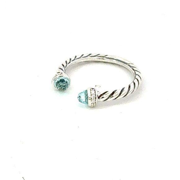 David Yurman Diamond Prasiolite Ring Size 8 Sterling Silver Estate DY600 - Picture 3 of 9